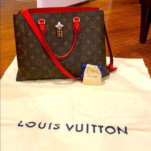 The Louis Vuitton Flower Tote monogram and red